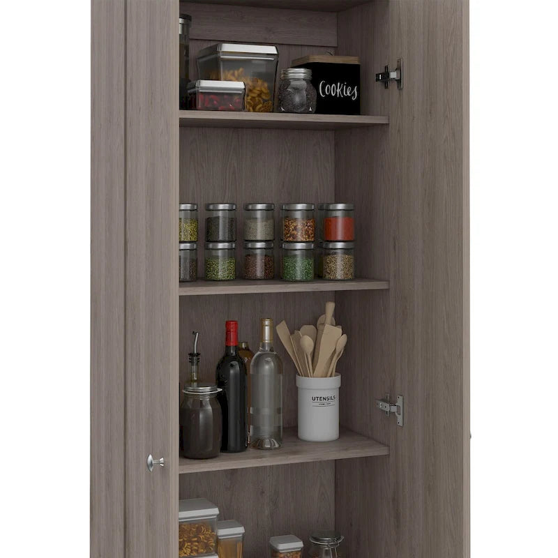 Armoire de rangement haute à double porte avec 5 étagères intérieures
