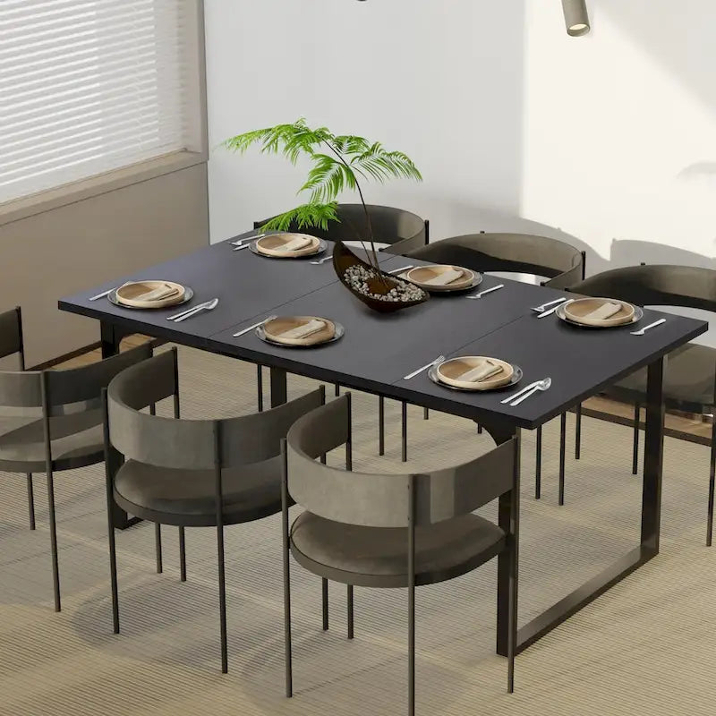 Modern Rectangular MDF Dining Table with Water-Resistant Surface