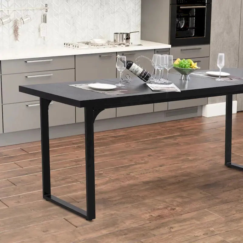 Modern Rectangular MDF Dining Table with Water-Resistant Surface