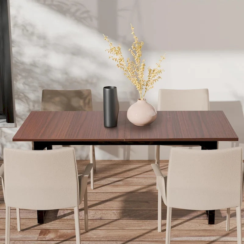 Modern Rectangular MDF Dining Table with Water-Resistant Surface