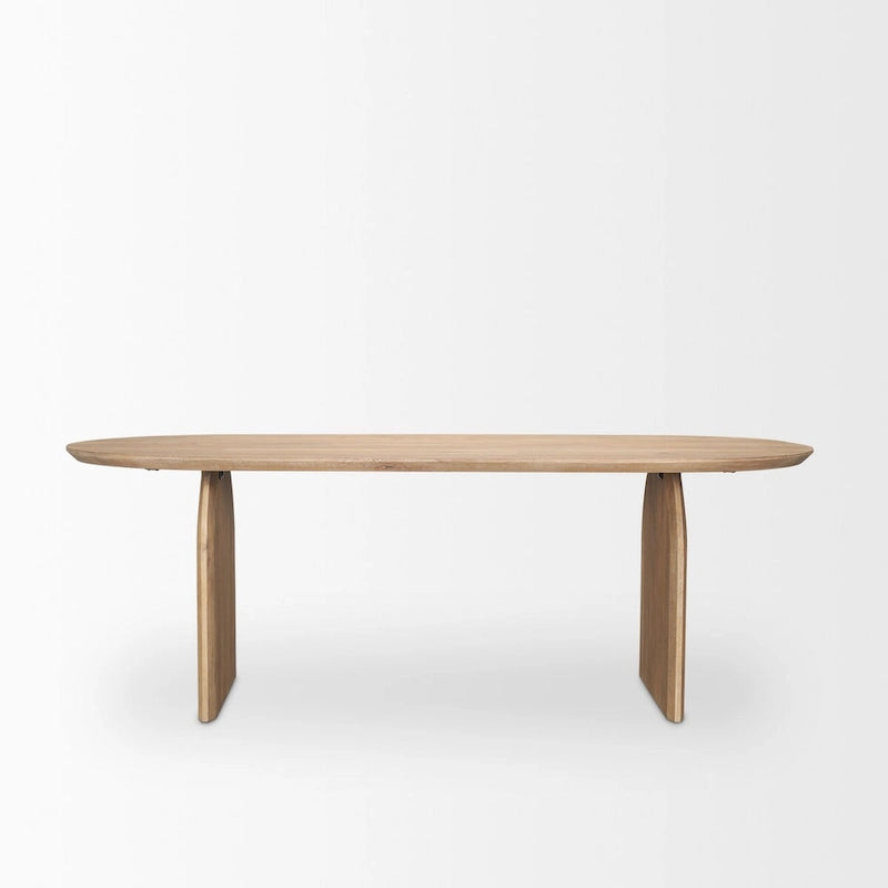 Oval Solid Mango Wood Dining Table with Arched Legs — Seats 6