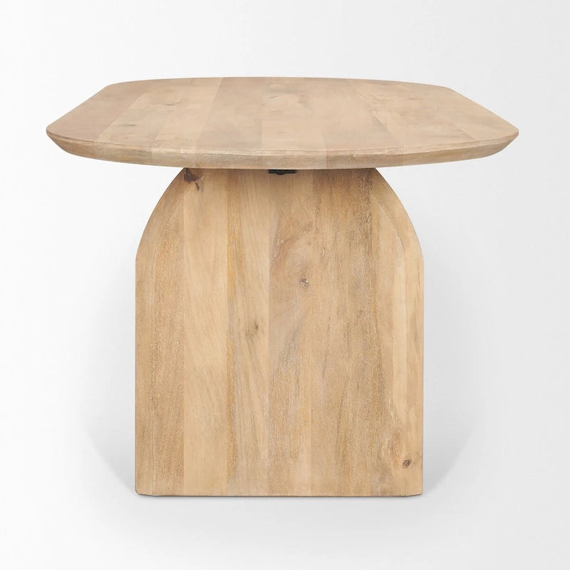Oval Solid Mango Wood Dining Table with Arched Legs — Seats 6
