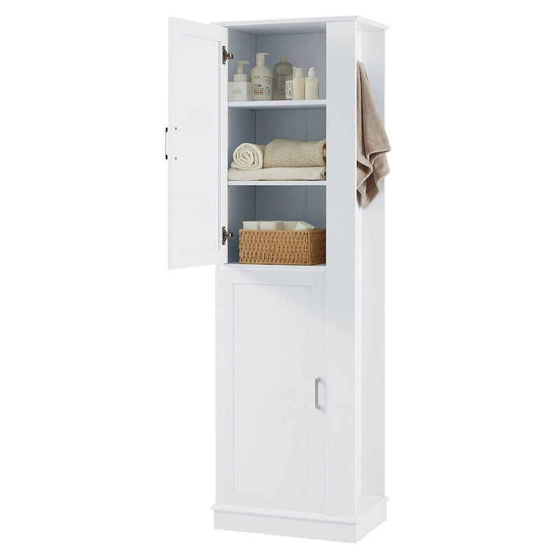 Freestanding Bathroom Storage Cabinet with Adjustable Shelves & Side Hook