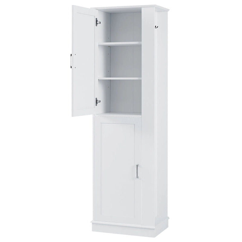 Freestanding Bathroom Storage Cabinet with Adjustable Shelves & Side Hook