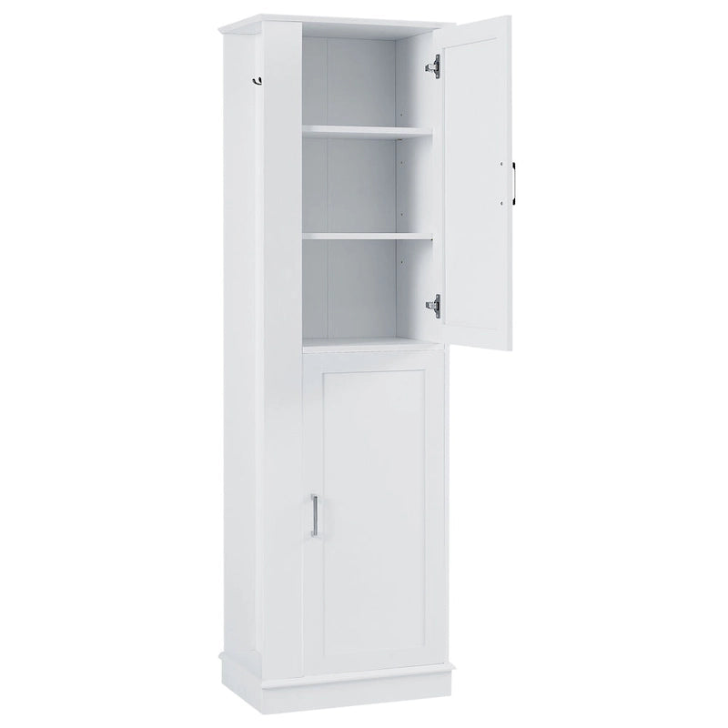 Freestanding Bathroom Storage Cabinet with Adjustable Shelves & Side Hook