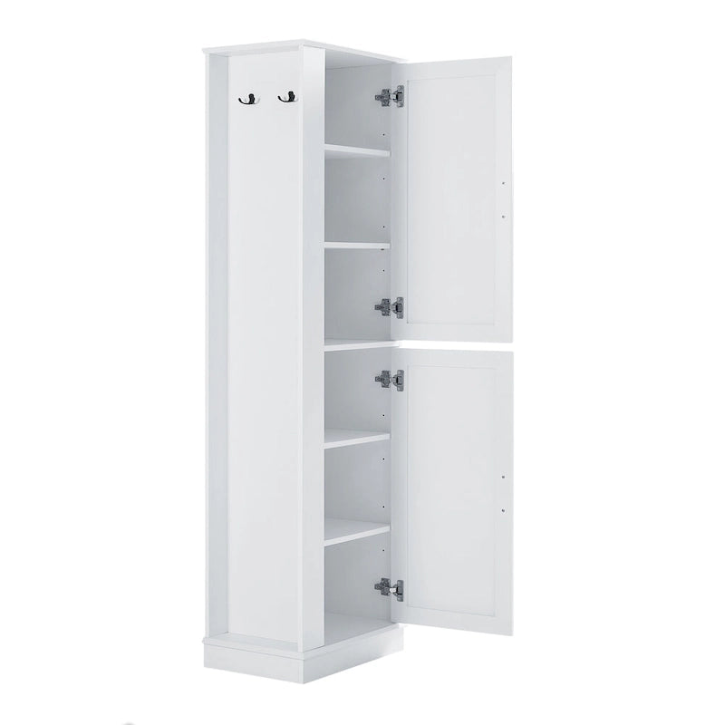Freestanding Bathroom Storage Cabinet with Adjustable Shelves & Side Hook
