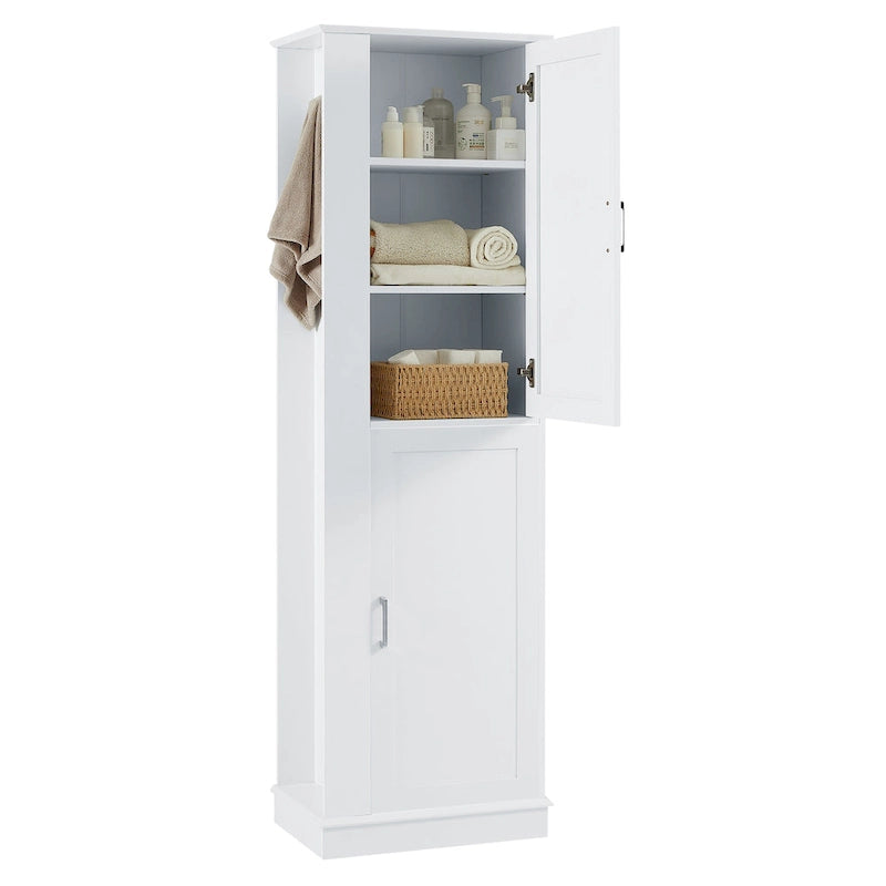 Freestanding Bathroom Storage Cabinet with Adjustable Shelves & Side Hook