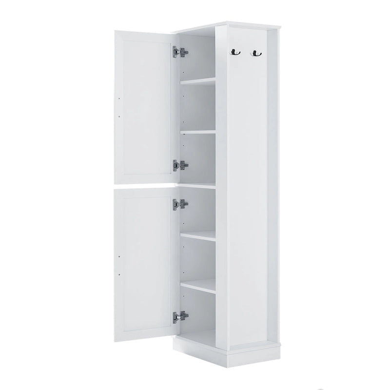 Freestanding Bathroom Storage Cabinet with Adjustable Shelves & Side Hook